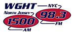 A red and blue radio show logo